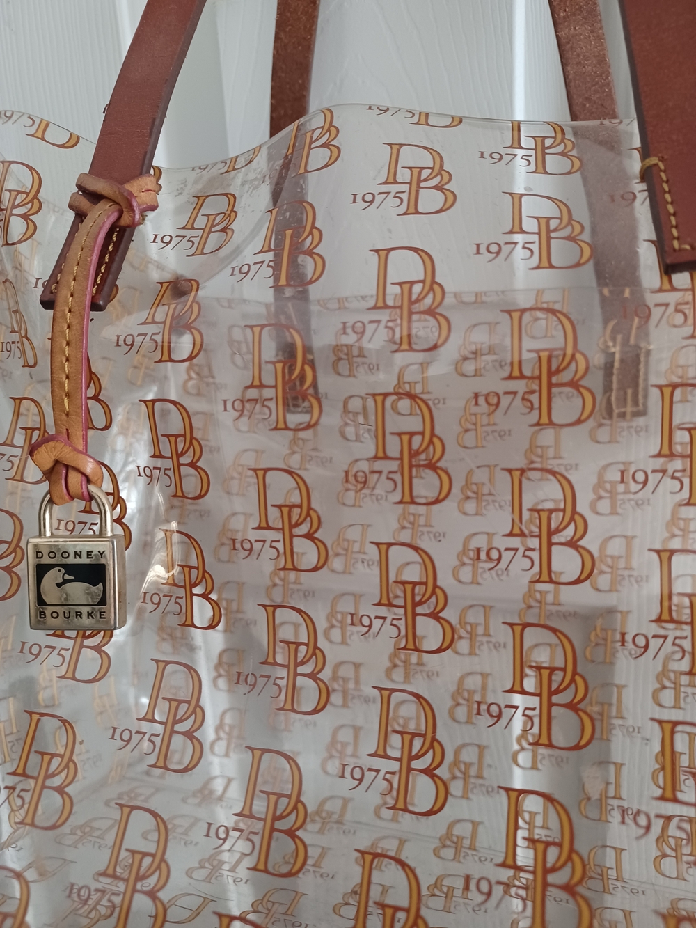 Dooney And Burke Transparent Tote Bag with Brown Handles - Picture 4 of 4